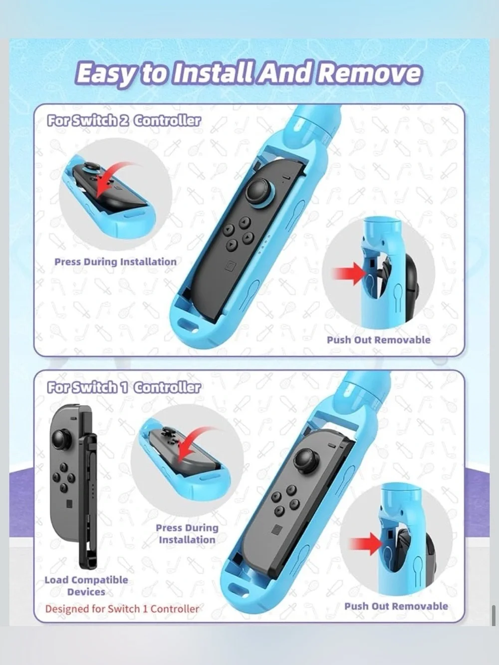 NINTENDO SWITCH SWORD ACCESSORIES TWO-PACK ONE RED ONE BLUE NEW IN BOX
